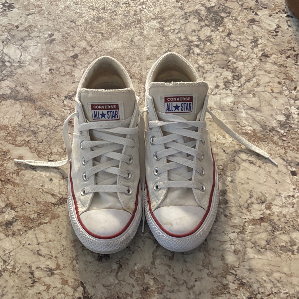 Converse Womans White Sneakers with Red Accents